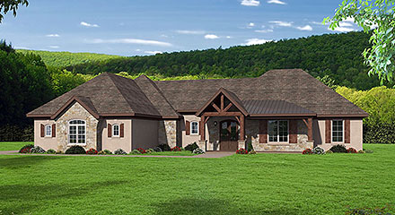 Bungalow Country Craftsman European French Country Ranch Traditional Elevation of Plan 51687