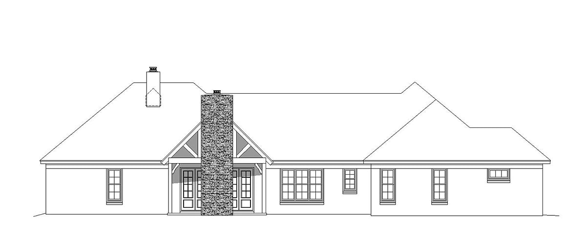 Bungalow Country Craftsman European French Country Ranch Traditional Rear Elevation of Plan 51687