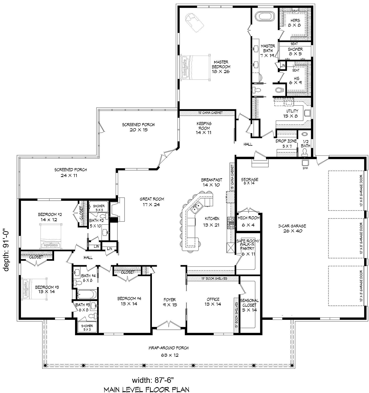 Contemporary Country Ranch Level One of Plan 51688