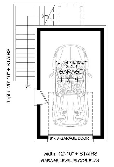 Garage Plan 51691 - 1 Car Garage First Level Plan