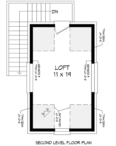 Garage Plan 51691 - 1 Car Garage Second Level Plan