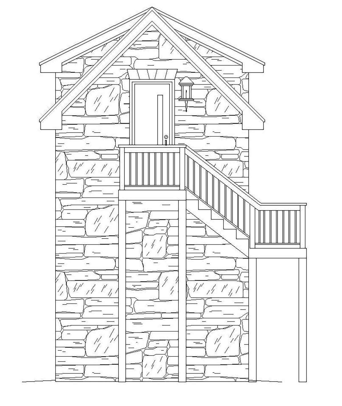 French Country Traditional Rear Elevation of Plan 51691