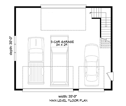 Garage Plan 51692 - 3 Car Garage First Level Plan