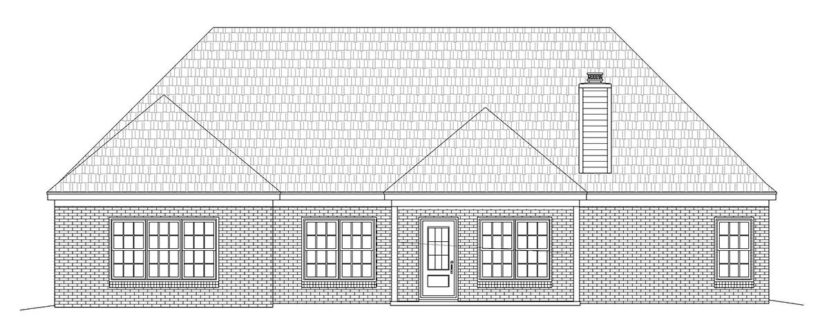 Bungalow Colonial Country Craftsman European Farmhouse French Country Ranch Traditional Rear Elevation of Plan 51693
