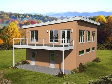 Coastal Contemporary Modern Elevation of Plan 51695