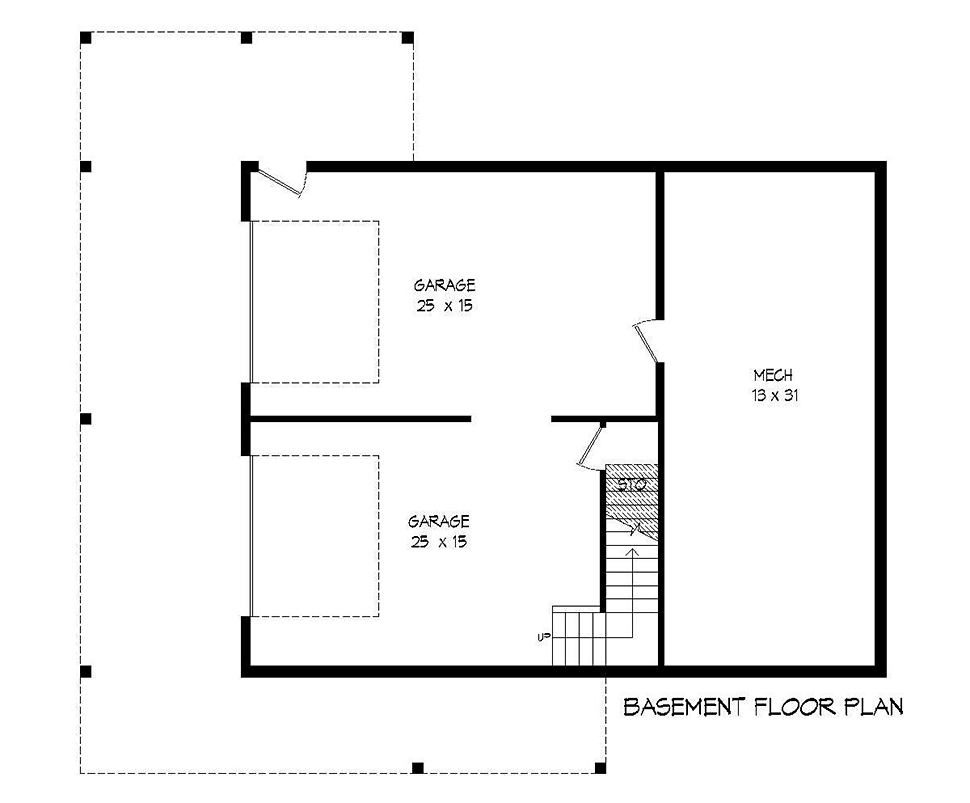 Contemporary Country Craftsman Lower Level of Plan 51696