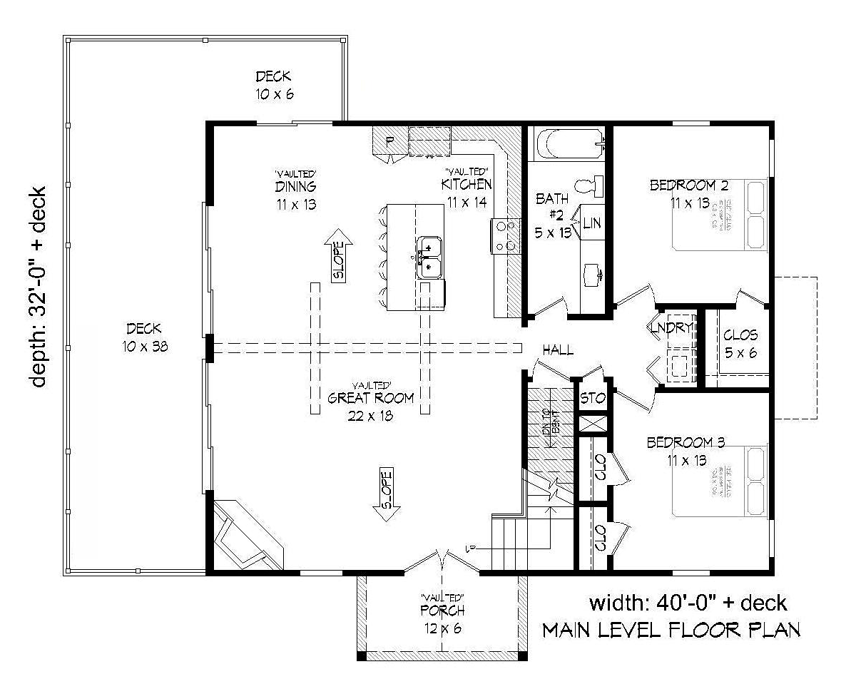 Contemporary Country Craftsman Level One of Plan 51696