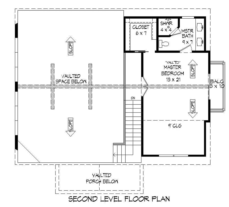 Contemporary Country Craftsman Level Two of Plan 51696