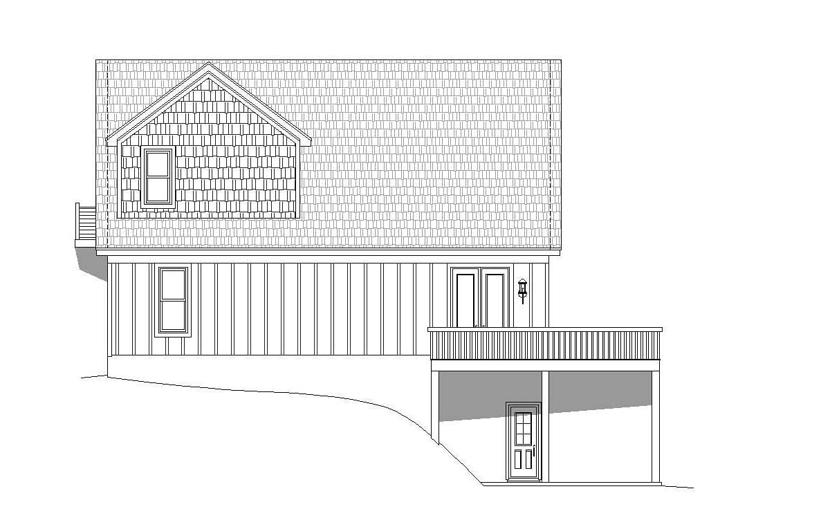 Contemporary Country Craftsman Rear Elevation of Plan 51696