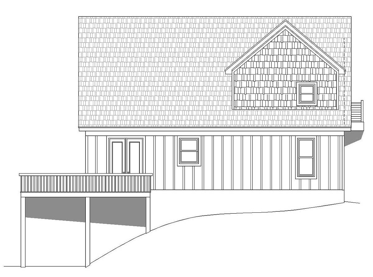 Contemporary Country Traditional Rear Elevation of Plan 51697