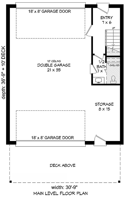 Garage-Living Plan 51698 First Level Plan