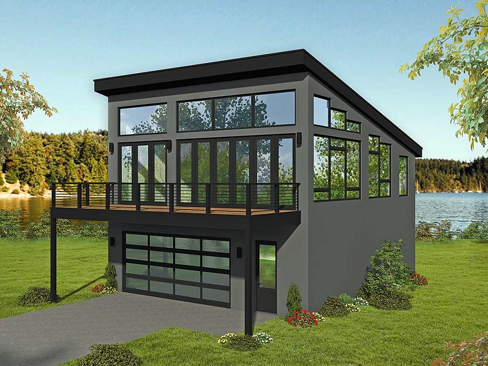 Modern Style 2 Car Garage Apartment Plan 51698   51698 B600 