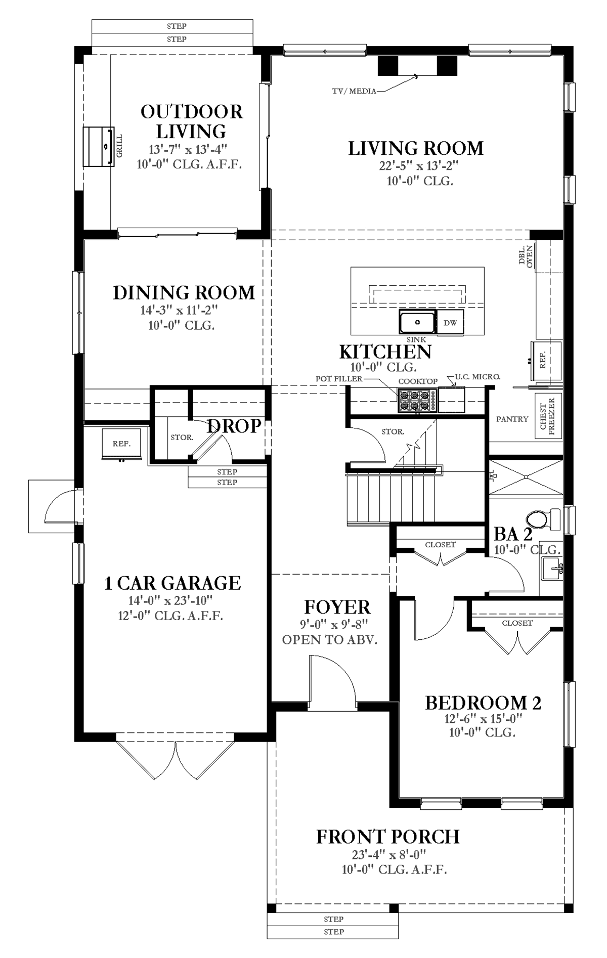 Coastal Country Farmhouse Level One of Plan 51707