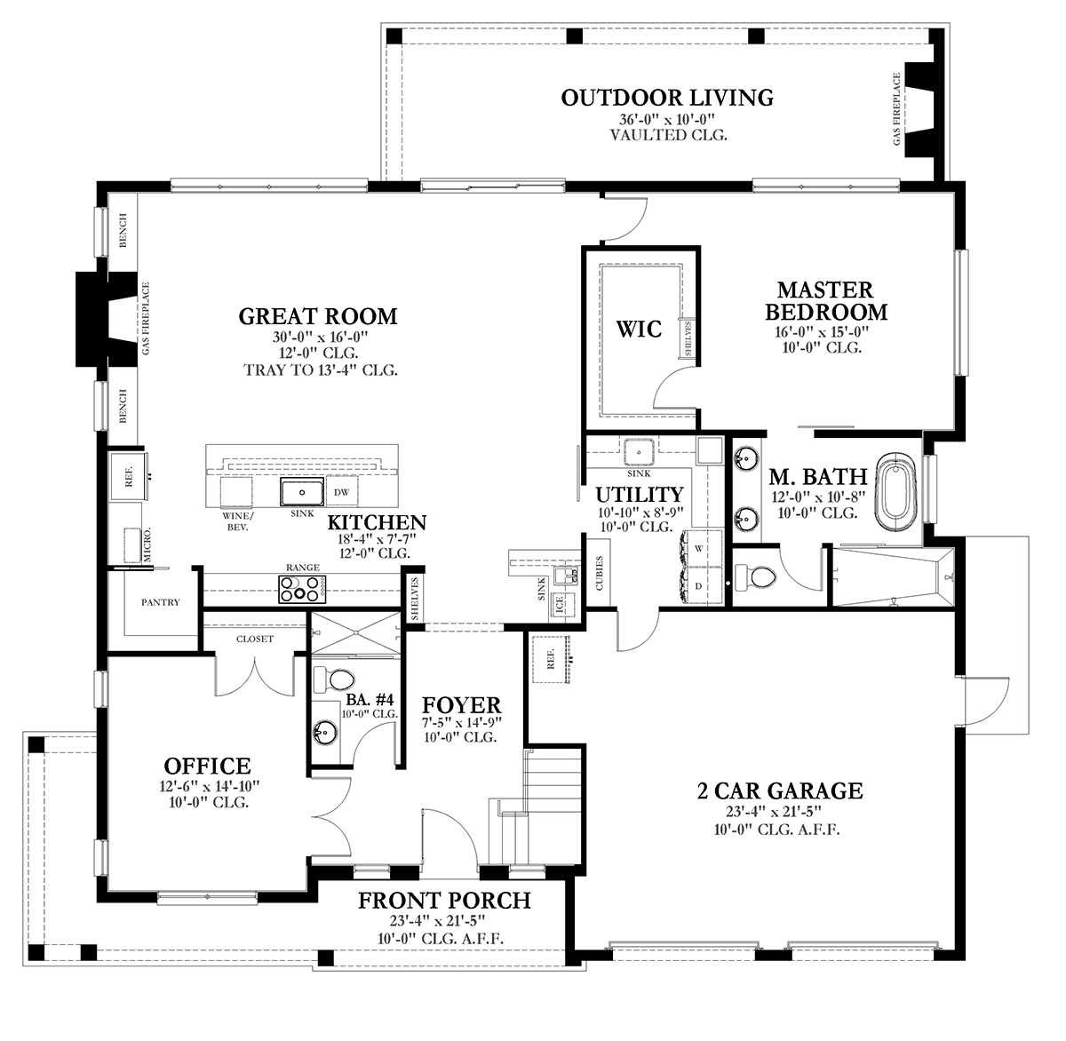 Coastal Country Craftsman Farmhouse Level One of Plan 51708