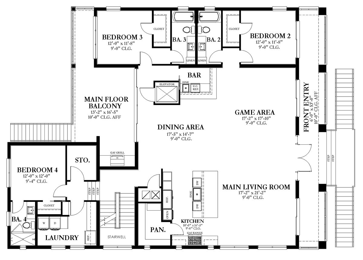 Coastal Colonial Contemporary Level One of Plan 51711