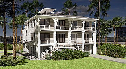 Coastal Colonial Contemporary Elevation of Plan 51711