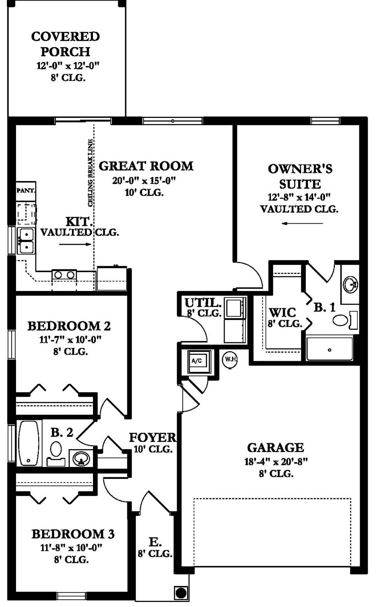 Bungalow Country Craftsman Florida Mediterranean Level One of Plan 51713