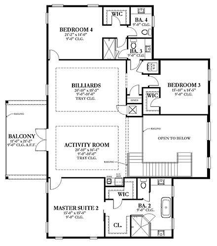 House Plan 51717 Second Level Plan