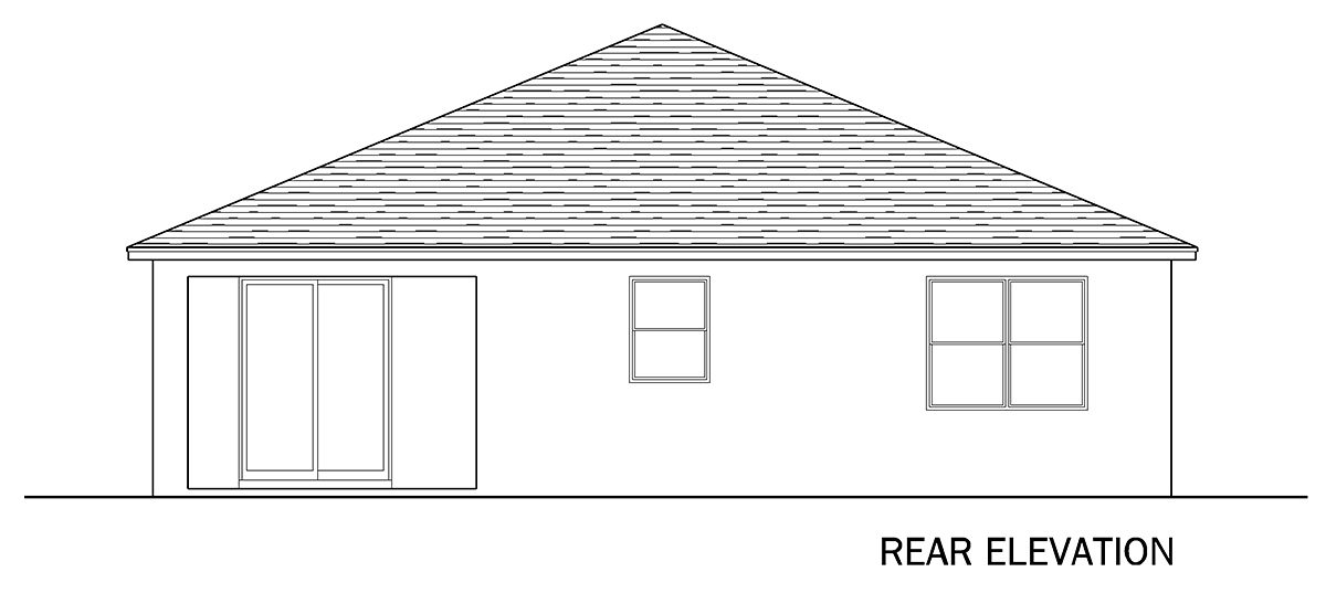 Colonial Traditional Rear Elevation of Plan 51734