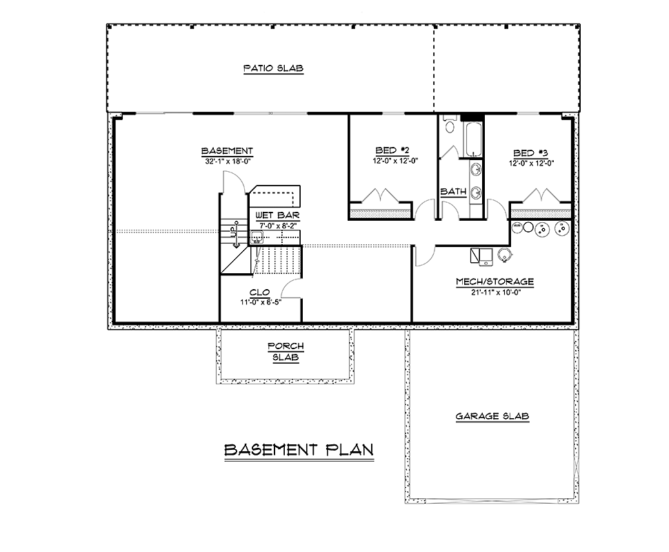 Country Craftsman Ranch Lower Level of Plan 51803