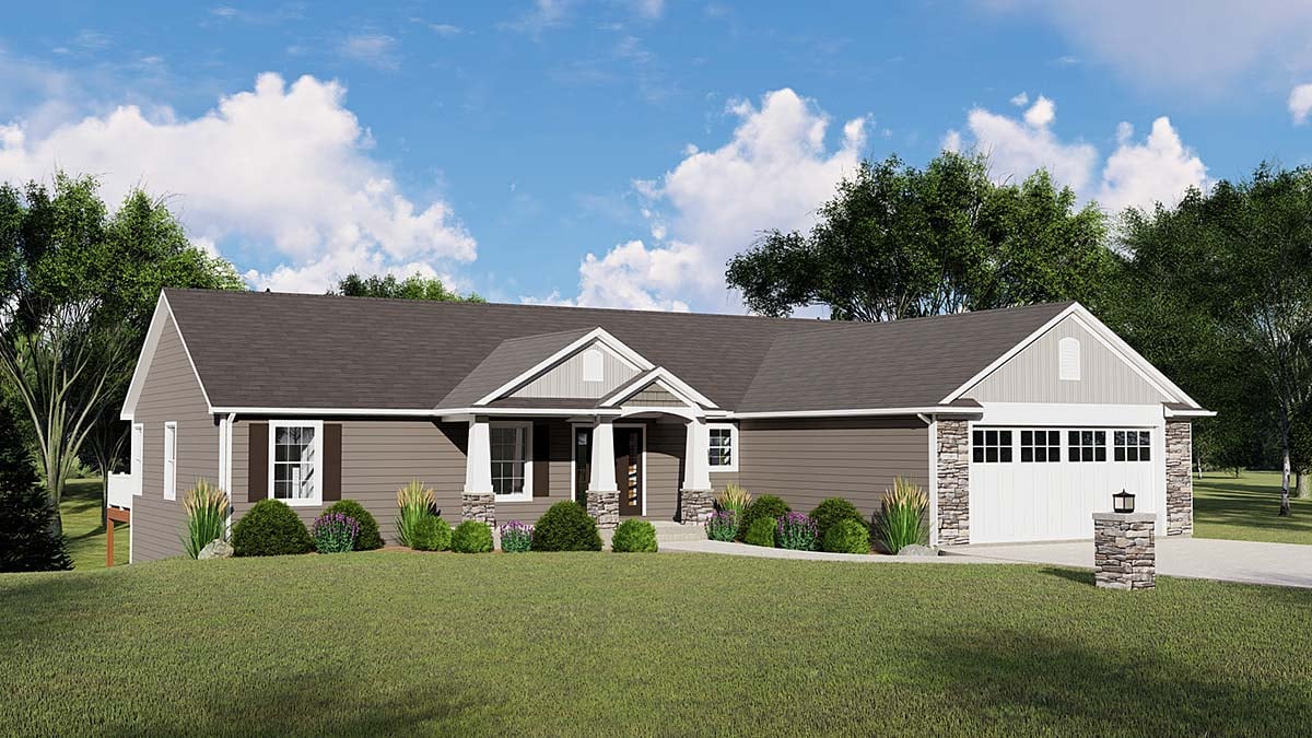 Plan 51803 | Ranch Style with 3 Bed, 3 Bath, 2 Car Garage