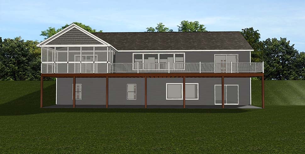 Country Craftsman Ranch Rear Elevation of Plan 51803