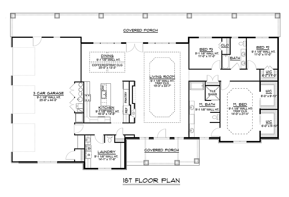 Bungalow Country Craftsman Ranch Traditional Level One of Plan 51811