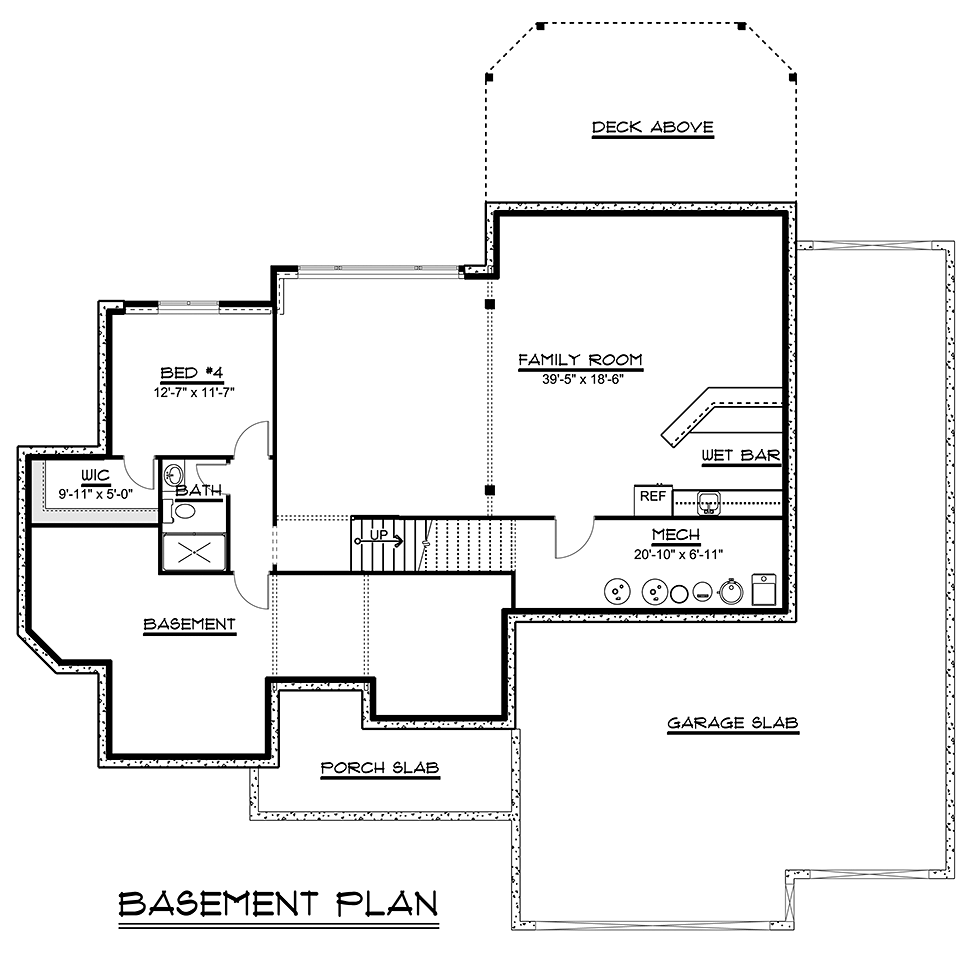 Craftsman Lower Level of Plan 51812