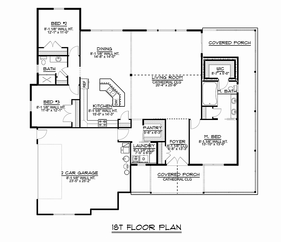 Bungalow Country Craftsman Ranch Traditional Level One of Plan 51814