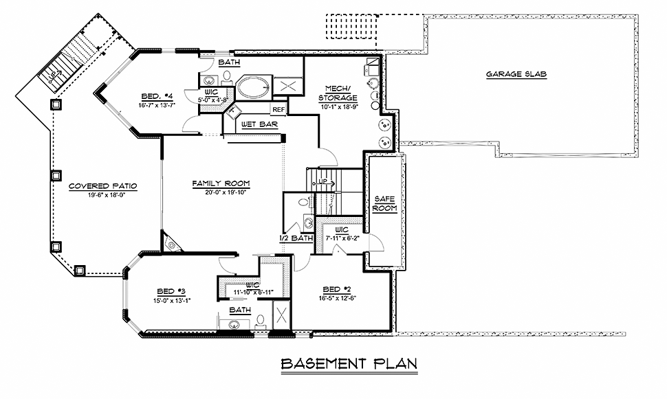 Bungalow Coastal Cottage Country Craftsman Traditional Tudor Lower Level of Plan 51815