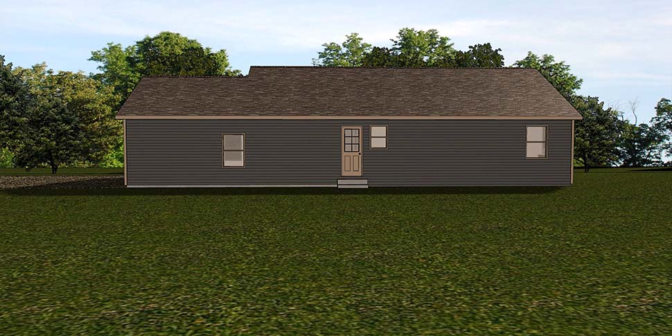 Ranch Rear Elevation of Plan 51823