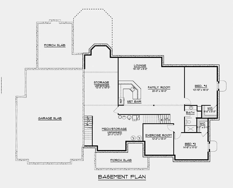 Country Craftsman Ranch Lower Level of Plan 51825