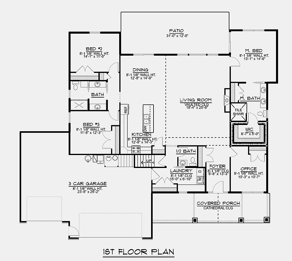 Country Craftsman Ranch Level One of Plan 51826