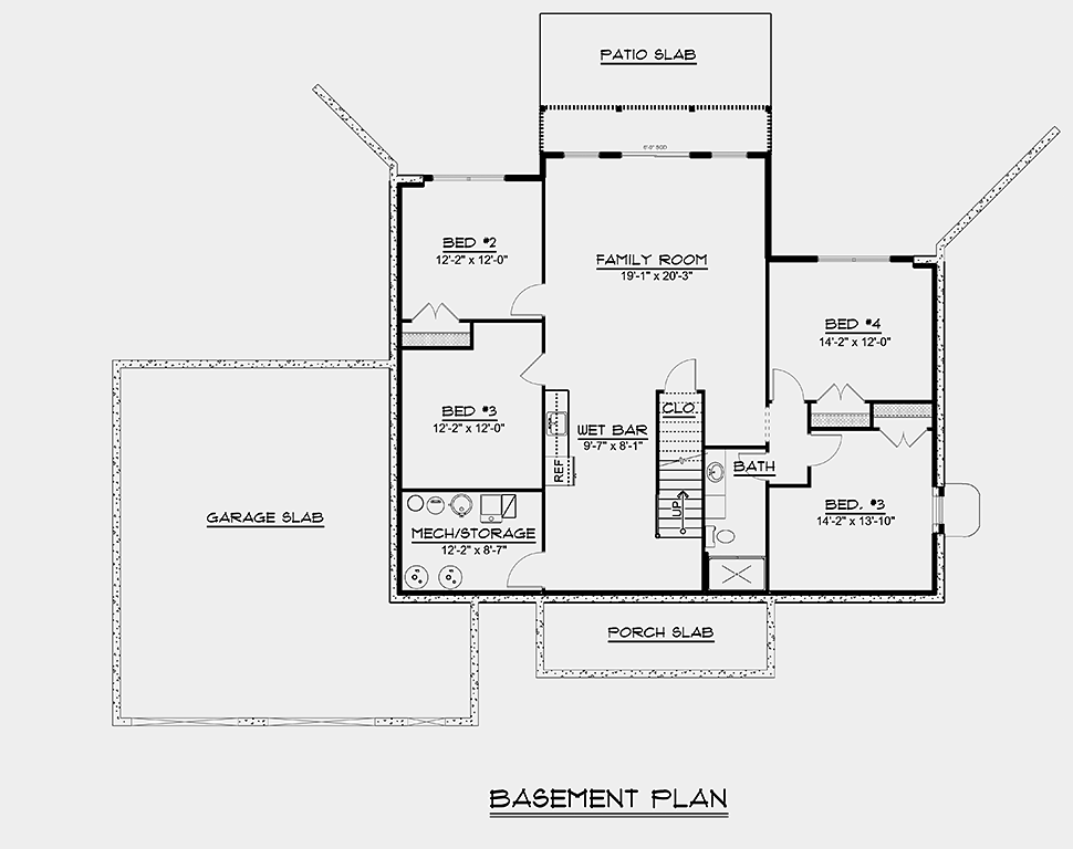 Country Traditional Lower Level of Plan 51827