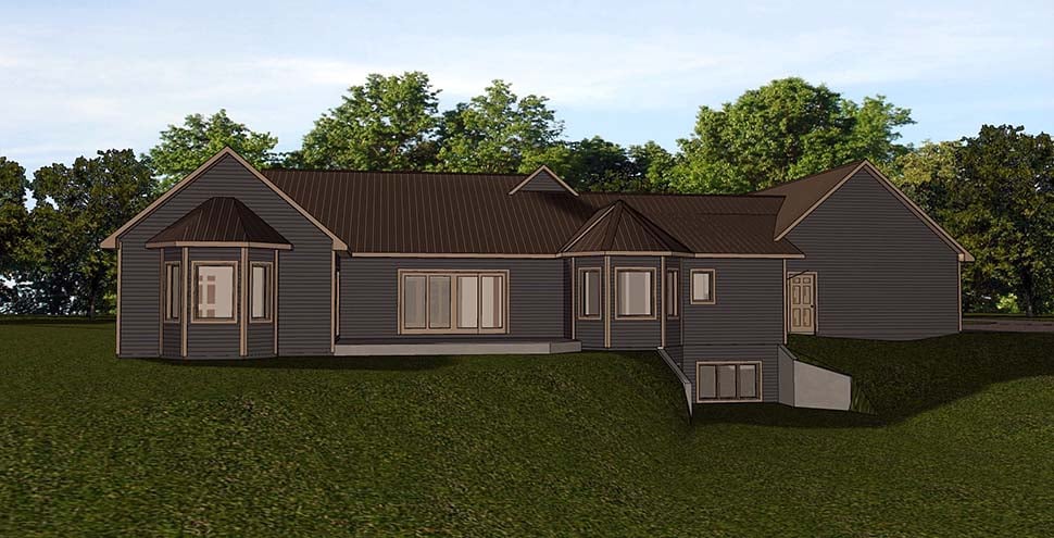 Country Ranch Rear Elevation of Plan 51833