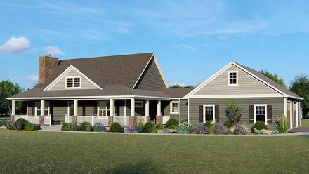 Country Farmhouse Southern Elevation of Plan 51834