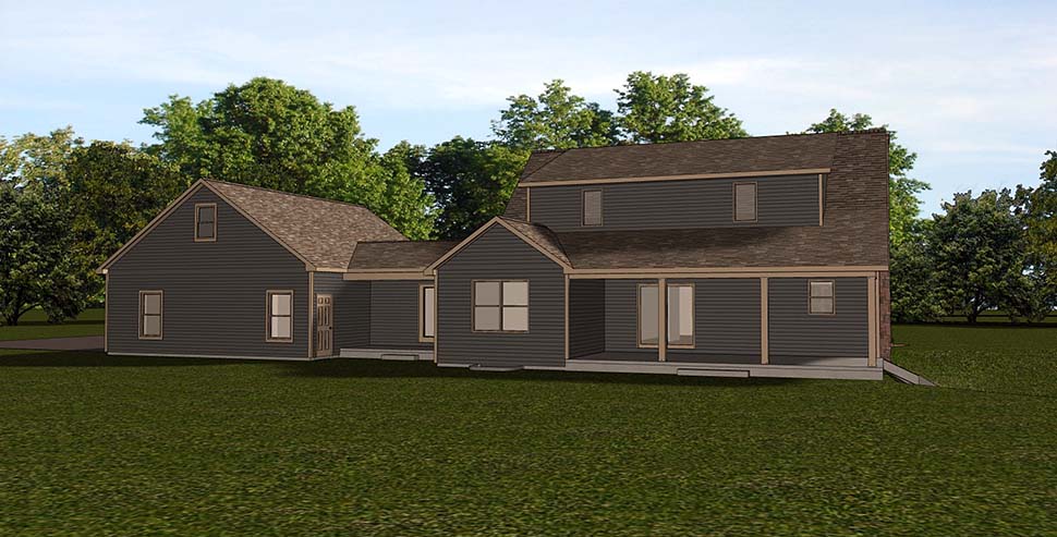 Country Farmhouse Southern Rear Elevation of Plan 51834