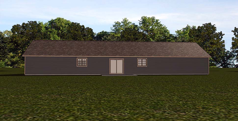 Country Craftsman Ranch Rear Elevation of Plan 51835