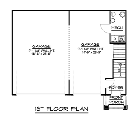 Garage Plan 51844 - 3 Car Garage Apartment First Level Plan