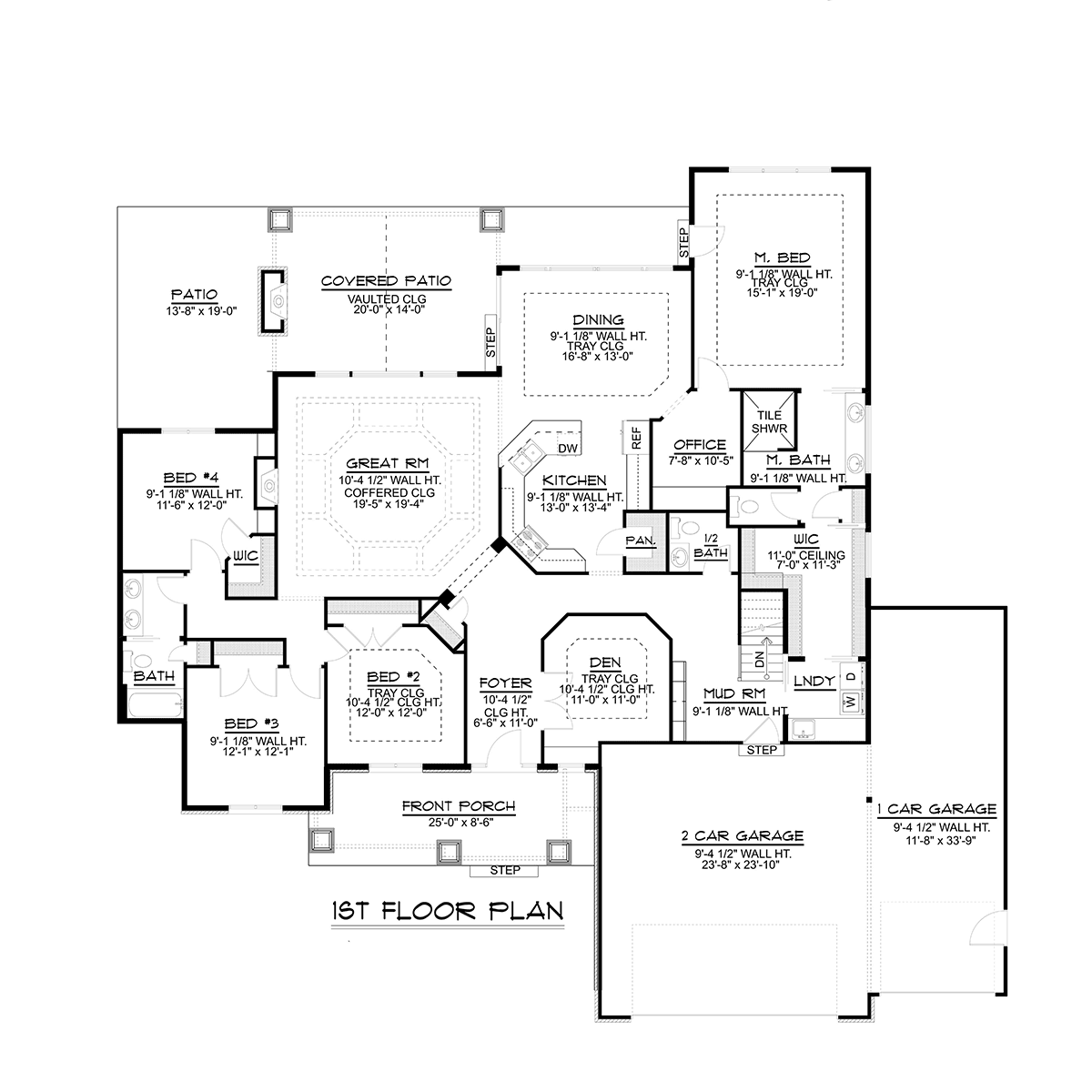 Country Craftsman Ranch Traditional Level One of Plan 51846