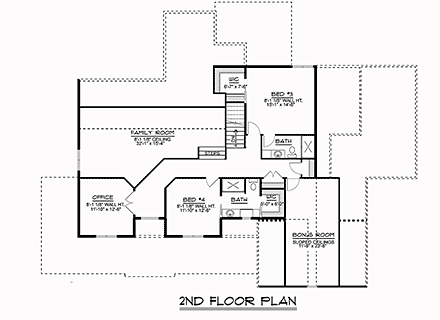 House Plan 51849 Second Level Plan