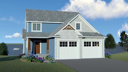 Coastal Cottage Country Craftsman Traditional Elevation of Plan 51852