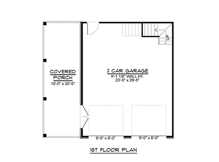 Bungalow, Country, Craftsman 2 Car Garage Apartment Plan 51858 First Level Plan