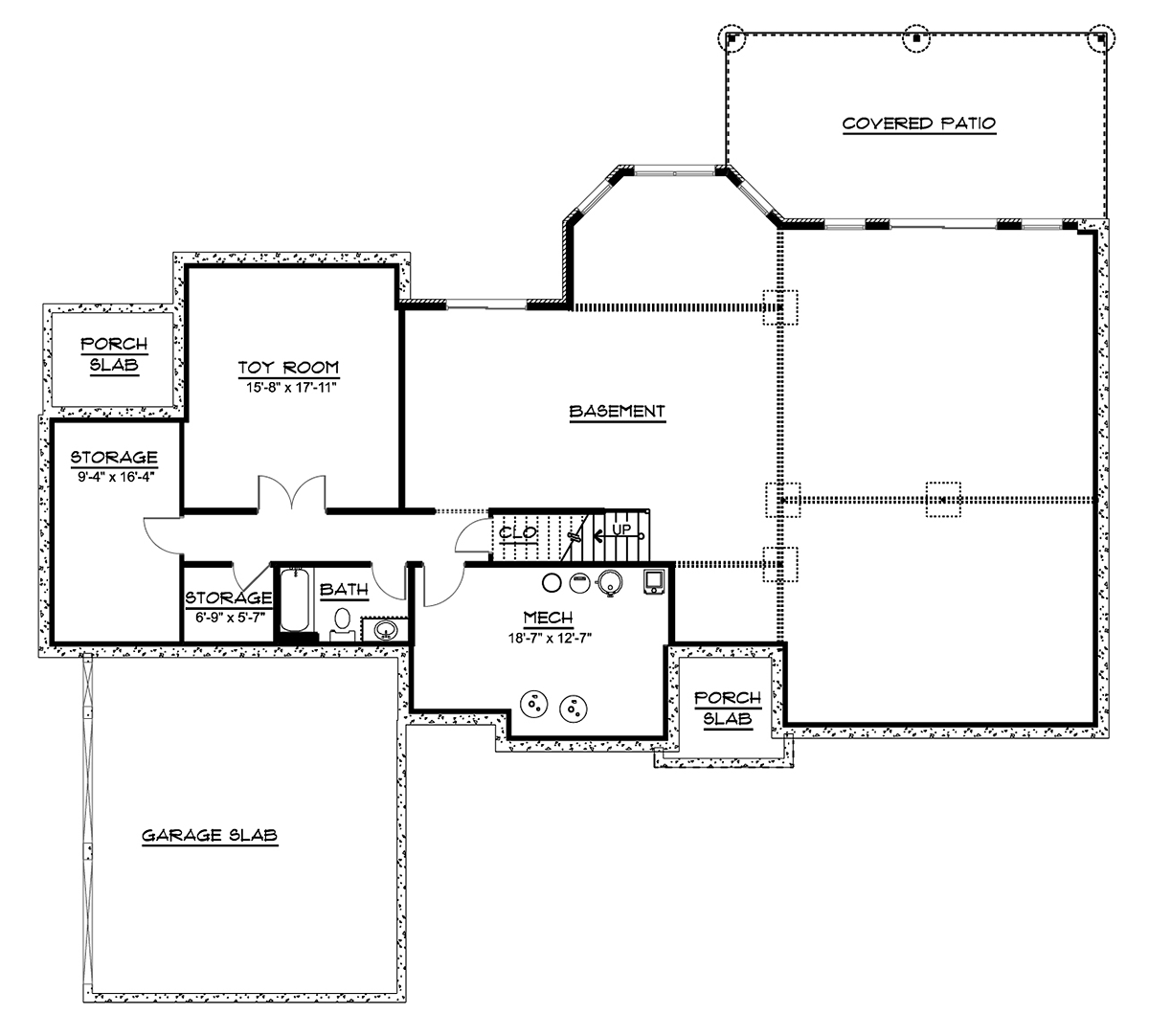 Country Craftsman European Traditional Lower Level of Plan 51859