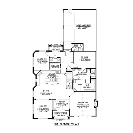 House Plan 51860 First Level Plan