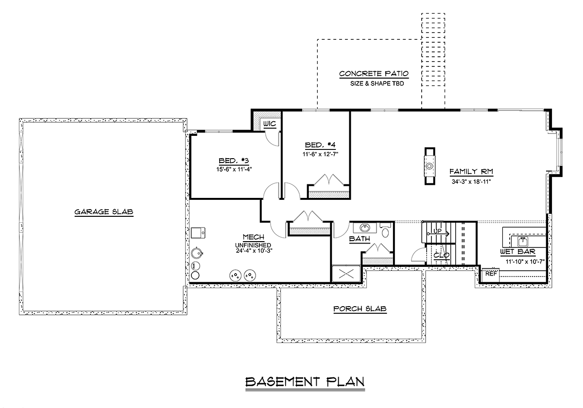 Bungalow Country Craftsman Lower Level of Plan 51861