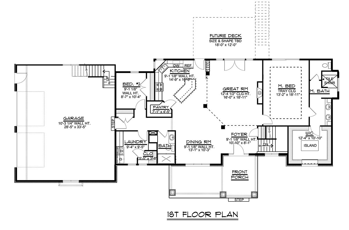 Bungalow Country Craftsman Level One of Plan 51861