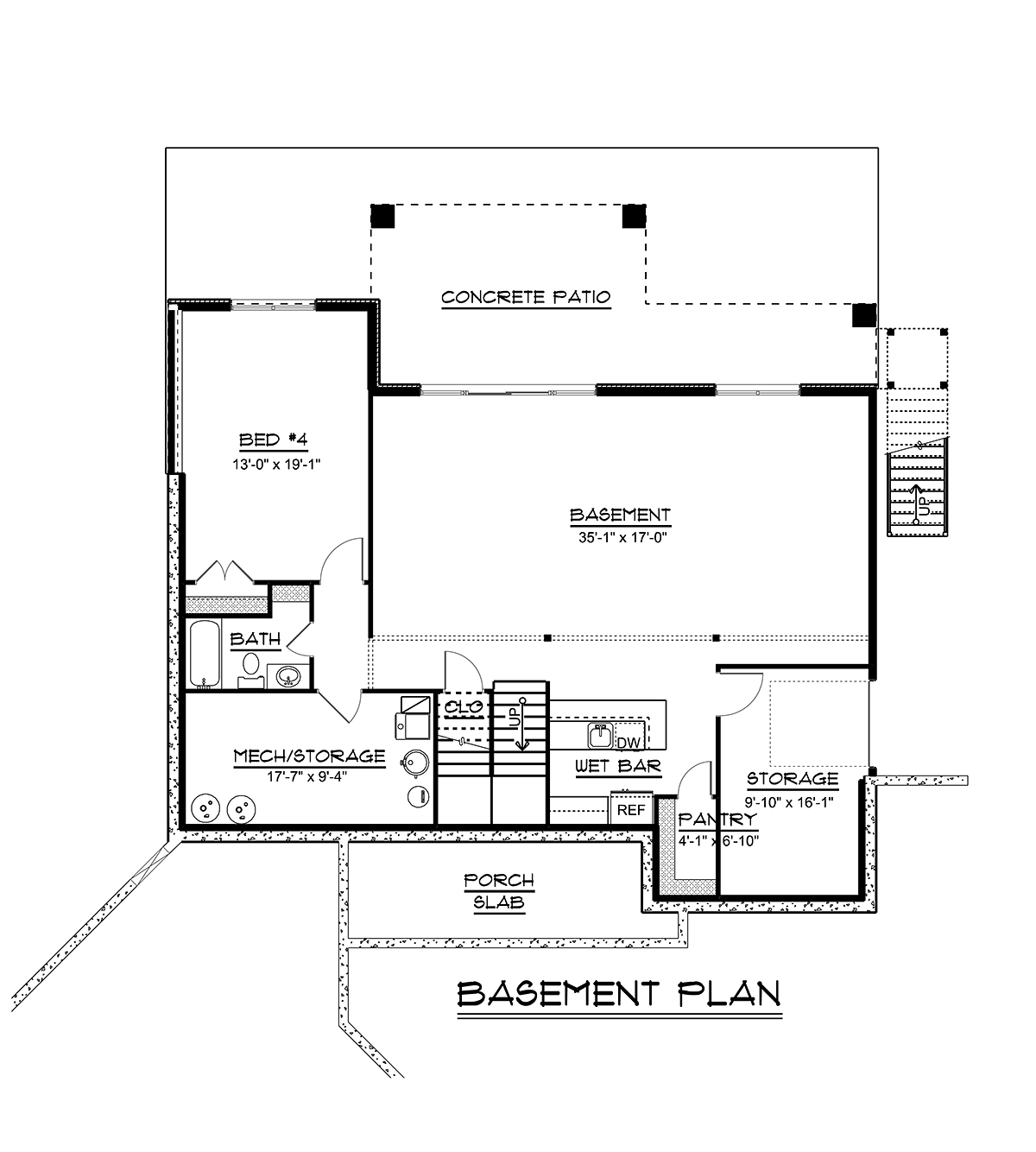 Bungalow Cottage Craftsman Lower Level of Plan 51863