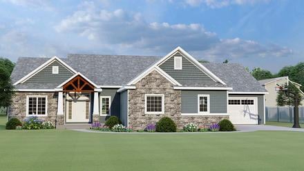 Cottage Country Craftsman Elevation of Plan 51869