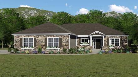 Country European French Country Ranch Elevation of Plan 51872
